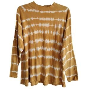 We The Free x Free People Oversized Mustard Yellow Tie-Dye Long Slv Top Medium